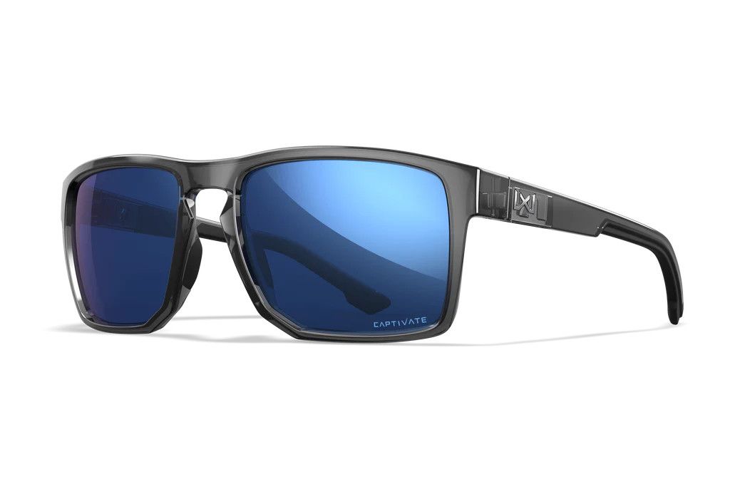 Wiley-X  Gloss Crystal Grey Frame with CAPTIVATE™ Polarized Blue Mirror Lenses