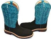 Twisted X 11" Lite Boot (Alloy Toe) Charcoal/Turquoise Women's 8