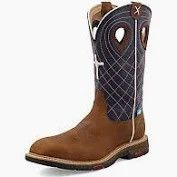 Twisted X Work Boots (Alloy Toe) Brown &amp; Navy Women's 6