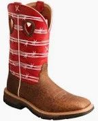 Twisted X 12" Western Work Boot (Nano Toe) Distressed Saddle &amp; Ruby Men's 12