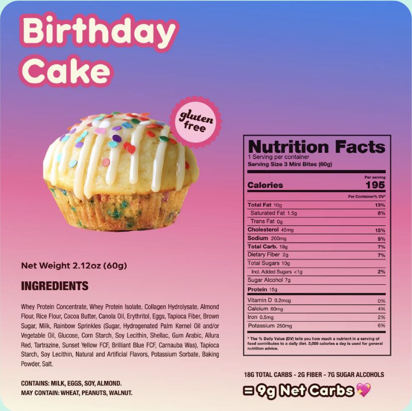 Protein Mini Muffins (single), Flavor: Birthday Cake