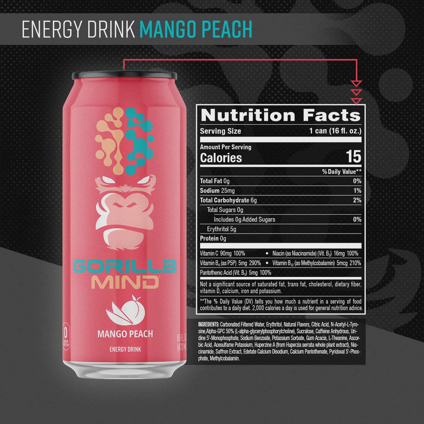 Gorilla Energy (12 pack), Flavor: Mango Peach