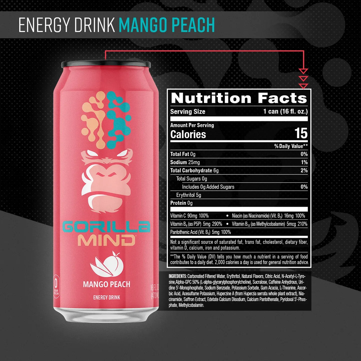 Gorilla Energy (12 pack), Flavor: Mango Peach