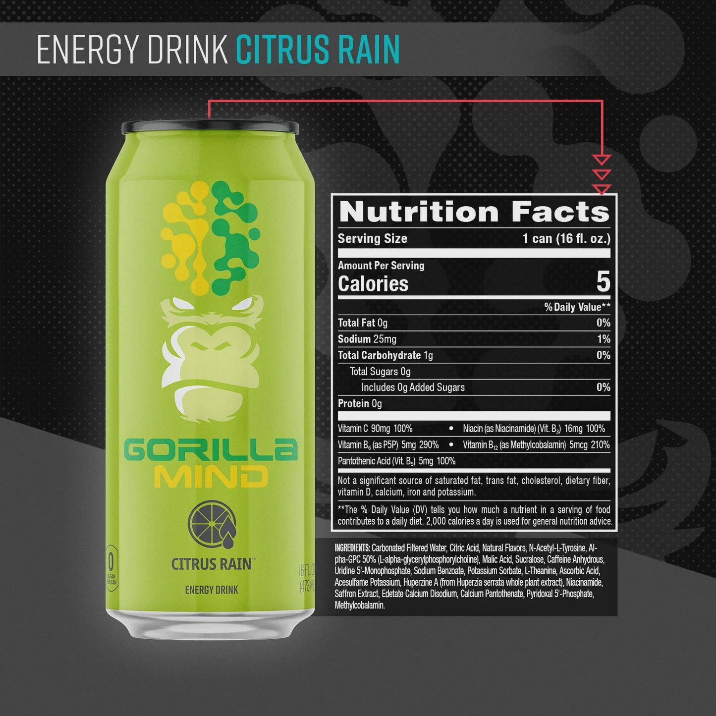 Gorilla Mind Energy (single), Flavor: Citrus Rain