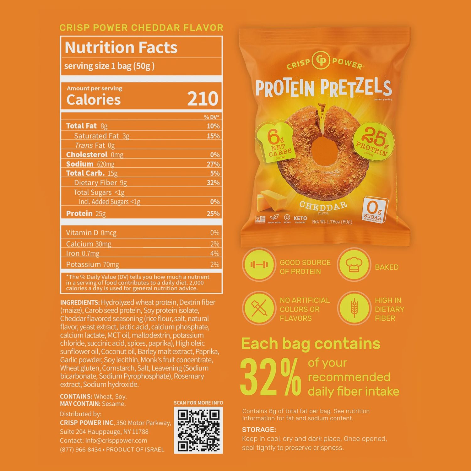 Crisp Power Pretzels (6 pack), Flavor: Cheddar