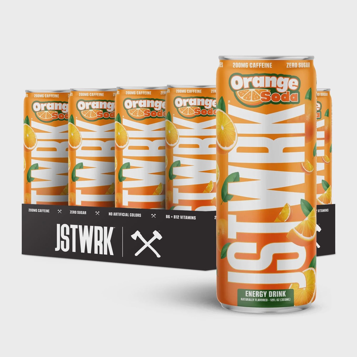 JstWrk Energy (12 Case), Flavor: Orange Soda