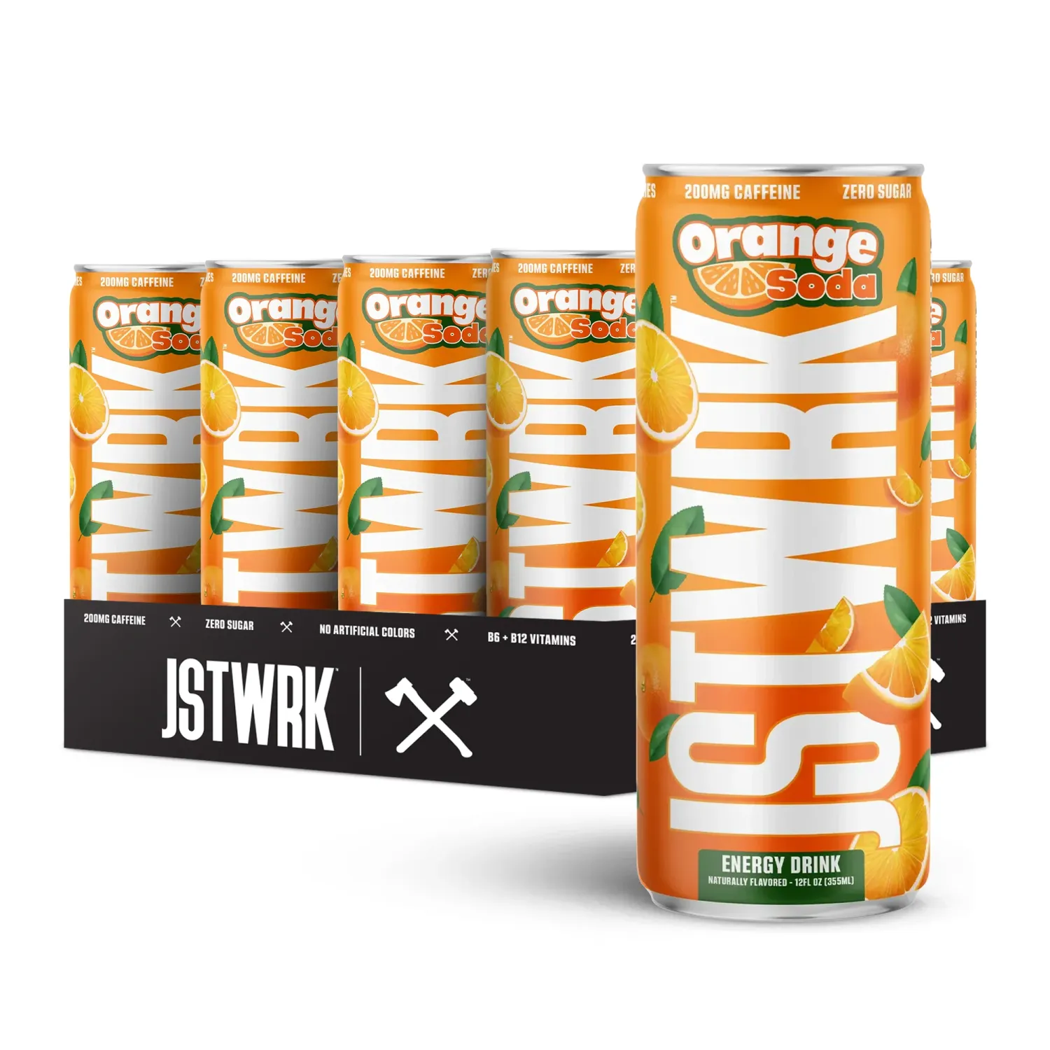 JstWrk Energy (12 Case), Flavor: Orange Soda