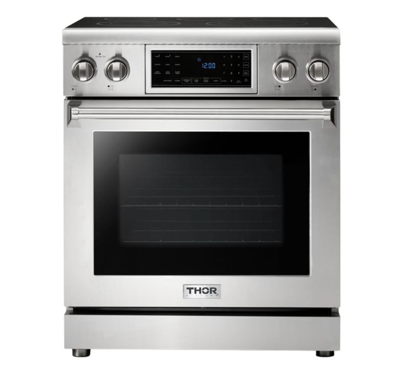 Thor Kitchen Tilt Panel 30 in. 5 Elements Freestanding Electric Range with Self-Cleaning Air Fry Convection Oven in Stainless Steel