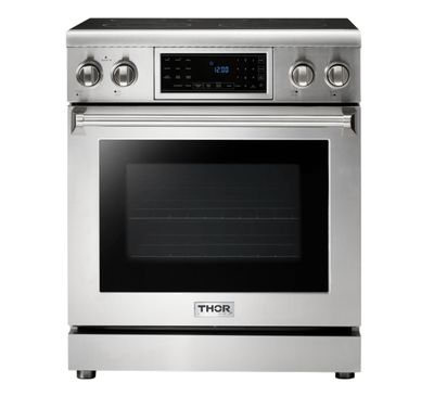 Thor Kitchen Tilt Panel 30 in. 5 Elements Freestanding Electric Range with Self-Cleaning Air Fry Convection Oven in Stainless Steel
