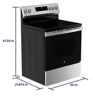 GE 30" 5-Element Free-Standing Electric Range with Crisp Mode – Stainless Steel