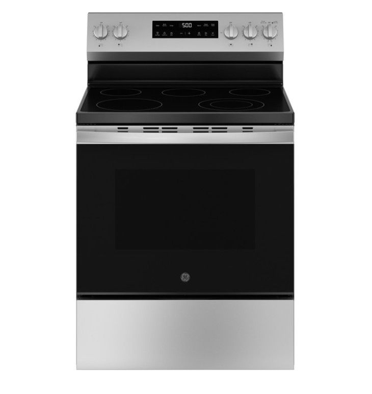 GE 30&quot; 5-Element Free-Standing Electric Range with Crisp Mode – Stainless Steel
