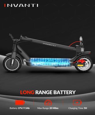 INVANTI E30 Electric Scooter with Smart APP, 19.9 Miles Range &amp; 18 MPH, 350W Motor, 8.5" Solid Tires, Rear Suspension and Turn Signals, Foldable Electric Scooter for Adults and Teens