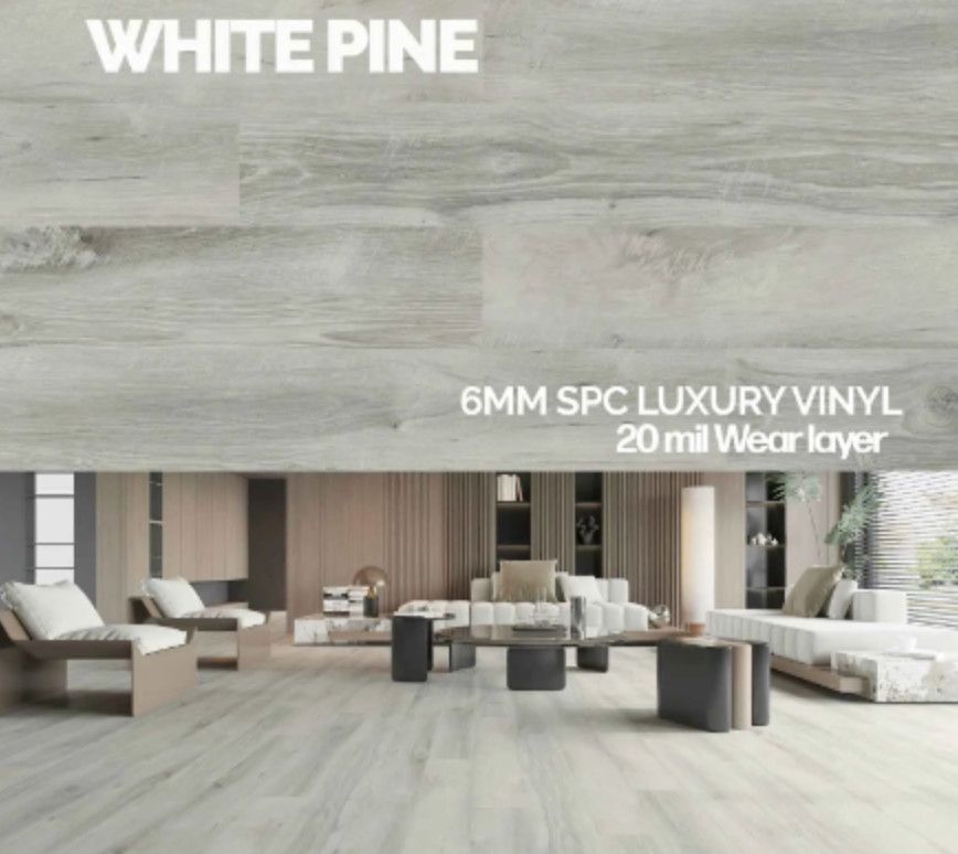 6mm Luxury Vinyl Flooring (24.29 sq. ft per case) | WHITE PINE