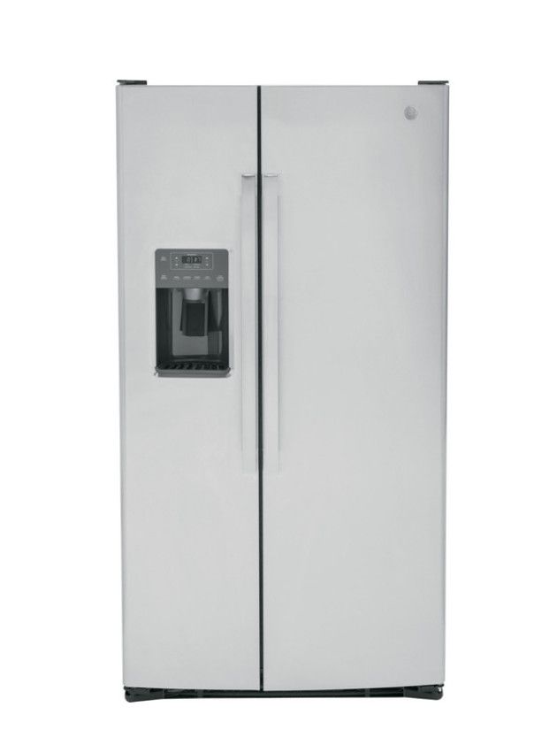 GE 25.3 cu. ft. Side-by-Side Refrigerator with External Ice &amp; Water Dispenser – Stainless Steel