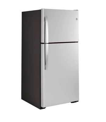 GE - 21.2 Cu. Ft. Top-Freezer Refrigerator - Stainless Steel