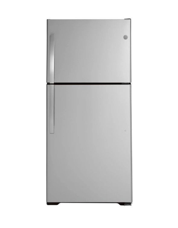GE - 21.2 Cu. Ft. Top-Freezer Refrigerator - Stainless Steel