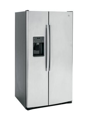 GE 25.3 cu. ft. Side-by-Side Refrigerator with External Ice &amp; Water Dispenser – Stainless Steel