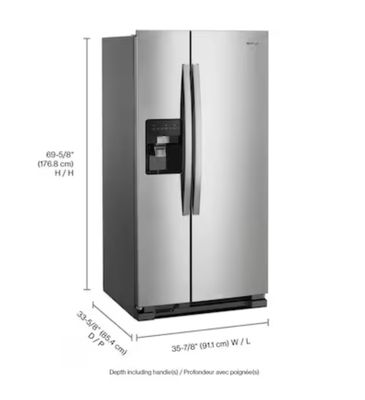 Whirlpool - 21.4 Cu. Ft. Side-by-Side Refrigerator - Monochromatic Stainless Steel