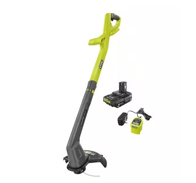 RYOBI ONE+ 18V 10 in. Cordless Battery String Trimmer/Edger with 2.0 Ah Battery and Charger