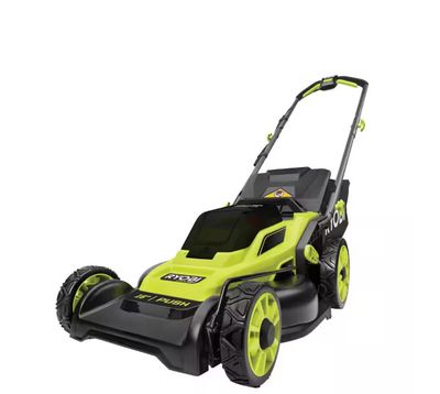 RYOBI ONE+ HP 18V Brushless 16 in. Cordless Battery Walk Behind Push Lawn Mower with (2) 4.0 Ah Batteries and (1) Charger