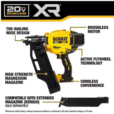 DEWALT 20-Volt 21° Cordless Framing Nailer (Tool-Only)