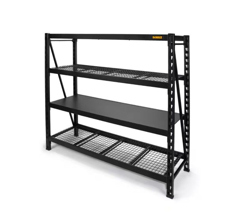 DEWALT Black 4-Tier Steel Garage Storage Shelving Unit (77 in. W x 72 in. H x 24 in. D)