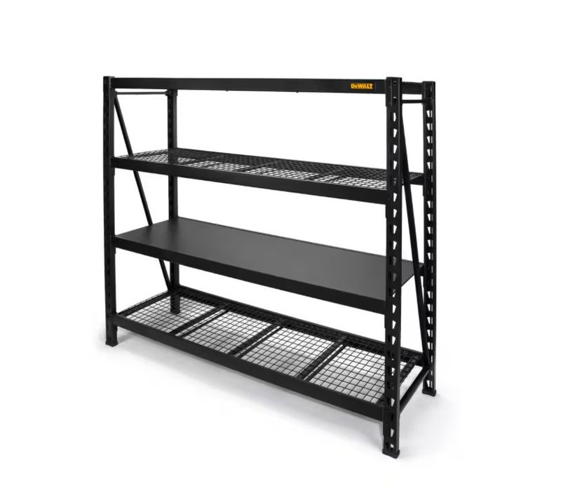 DEWALT Black 4-Tier Steel Garage Storage Shelving Unit (77 in. W x 72 in. H x 24 in. D)