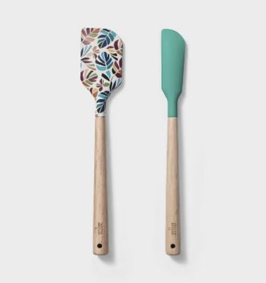 Tabitha Brown for Target Mini Spatula Set One Green One Leaf Pattern