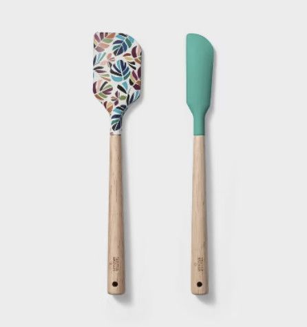 Tabitha Brown for Target Mini Spatula Set One Green One Leaf Pattern