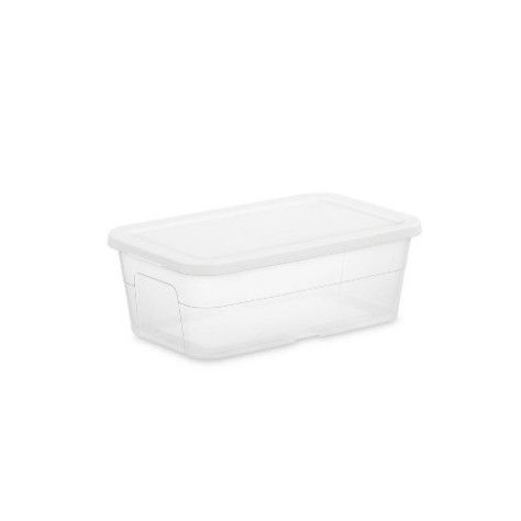 Room Essentials™ 6qt Clear Storage Box with White Lid – Stackable Plastic Container with Snap Closure