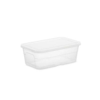 Room Essentials™ 6qt Clear Storage Box with White Lid – Stackable Plastic Container with Snap Closure