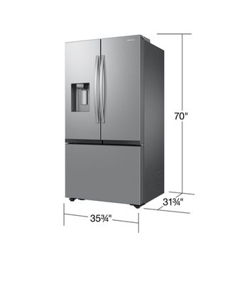 Samsung - 26 cu. ft. Mega Capacity 3-Door French Door Counter Depth Refrigerator with Four Types of Ice - Stainless Steel
