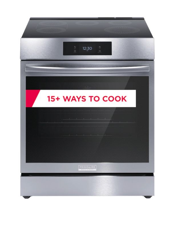 Frigidaire Gallery 30-in 5 Elements 6.2-cu ft Self and Steam Cleaning Air Fry Convection Oven Slide-in Induction Range (Smudge-proof Stainless Steel)