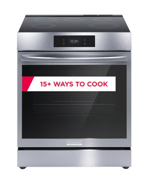Frigidaire Gallery 30-in 5 Elements 6.2-cu ft Self and Steam Cleaning Air Fry Convection Oven Slide-in Induction Range (Smudge-proof Stainless Steel)
