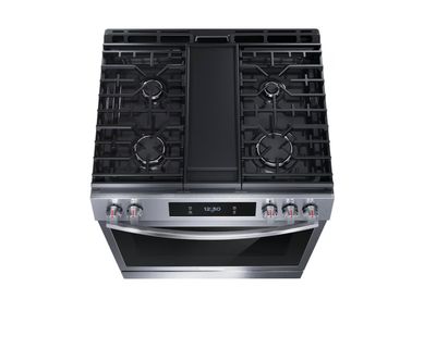 Frigidaire Gallery 30-in 5 Burners 6-cu ft Self-Cleaning Air Fry Convection Oven Slide-in Natural Gas Range (Fingerprint Resistant Stainless Steel)