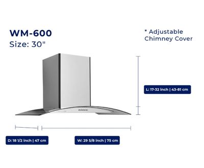 30" 750 CFM Convertible Wall Mount Range Hood in Stainless Steel