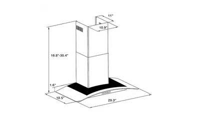 AKDY 30" Wall Mount Range Hood in Stainless Steel with Tempered Glass,Touch Panel and Carbon Filters