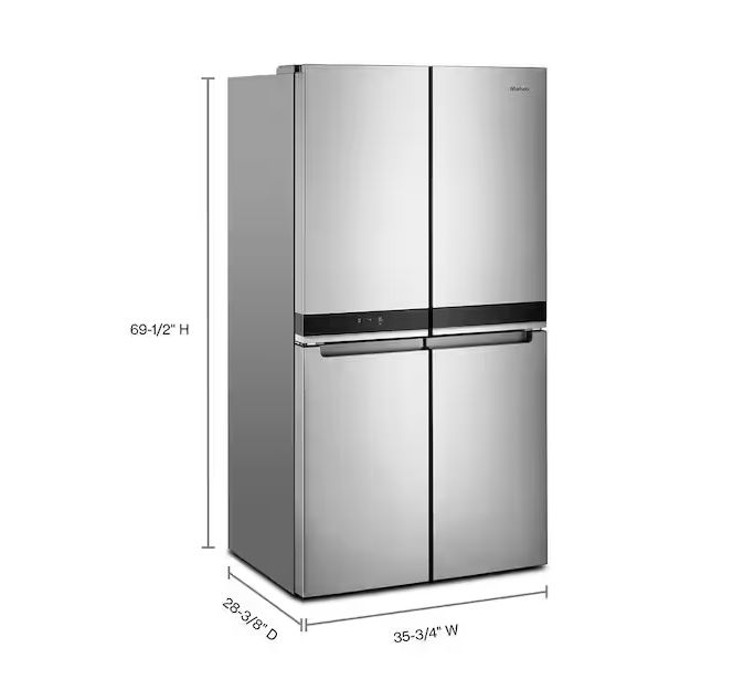 Whirlpool - 19.4 Cu. Ft. 4-Door French Door Counter-Depth Refrigerator with Flexible Organization Spaces - Stainless Steel