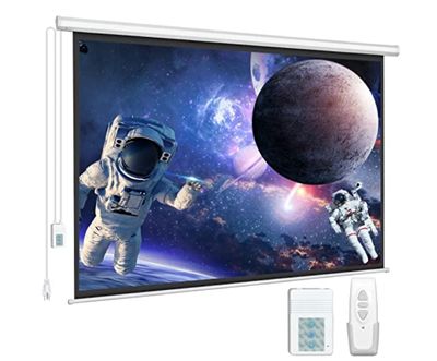 Motorized Projector Screen - DINAH 16:9 4K 3D HD 100 inch Electric Projector Screen Pull Down with Wireless Remote Contror (100in)