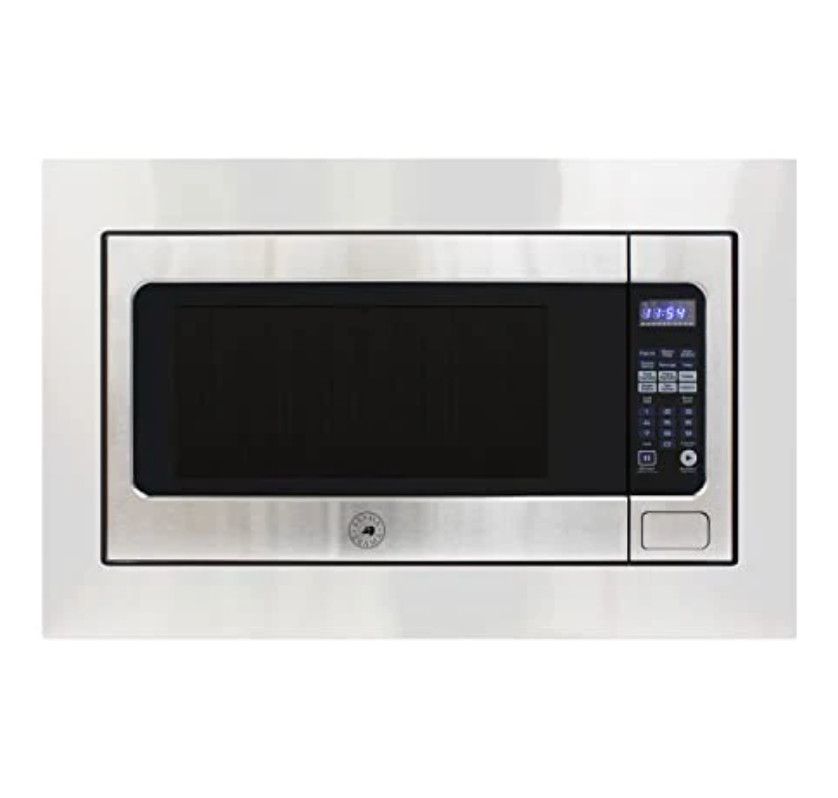 BRAMA Microwave Oven Built-In 1200-Watts with 10 Power Levels Pre-Set Cooking Settings and Express Cook, Sensor and Speed Cooking and Silent Mode with Glass Turntable, 2.2 Cu.Ft., Metallic