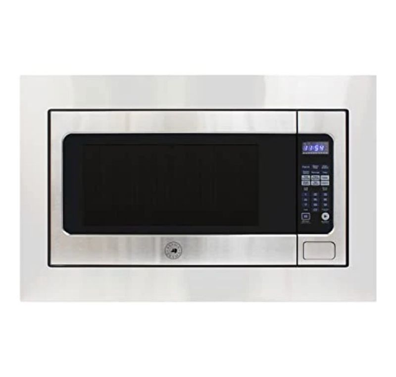 BRAMA Microwave Oven Built-In 1200-Watts with 10 Power Levels Pre-Set Cooking Settings and Express Cook, Sensor and Speed Cooking and Silent Mode with Glass Turntable, 2.2 Cu.Ft., Metallic