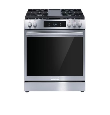 Frigidaire Gallery 30-in 5 Burners 6-cu ft Self-Cleaning Air Fry Convection Oven Slide-in Natural Gas Range (Fingerprint Resistant Stainless Steel)