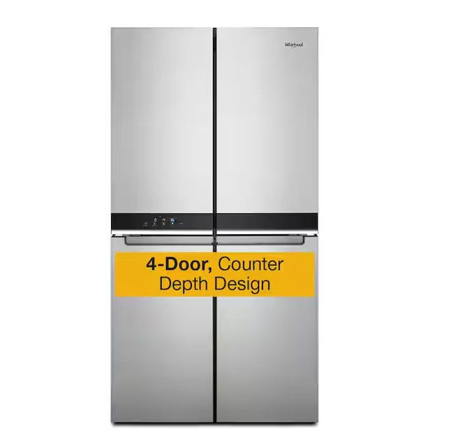 Whirlpool - 19.4 Cu. Ft. 4-Door French Door Counter-Depth Refrigerator with Flexible Organization Spaces - Stainless Steel