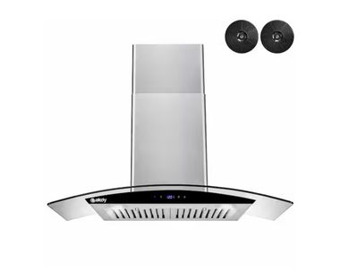 AKDY 30" Wall Mount Range Hood in Stainless Steel with Tempered Glass,Touch Panel and Carbon Filters