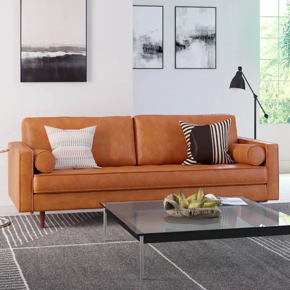 Geo 84 inch Genuine Leather Sofa