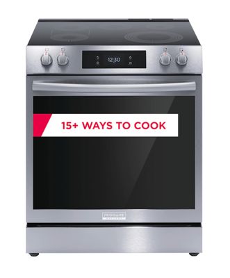 Frigidaire Gallery 30-in Smooth Surface Glass Top 5 Elements 6.2-cu ft Self-Cleaning Air Fry Convection Oven Slide-in Electric Range (Fingerprint Resistant Stainless Steel)