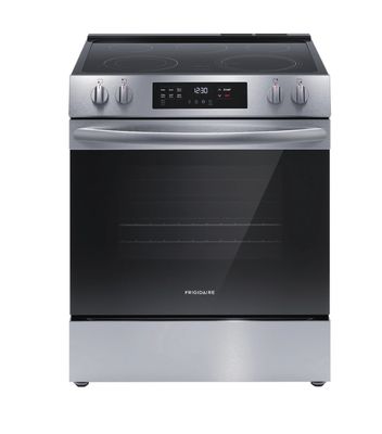 Frigidaire 30-in Smooth Surface Glass Top 5 Elements 5.3-cu ft Steam Cleaning Slide-in Electric Range (Stainless Steel)