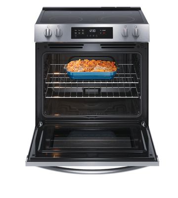 Frigidaire 30-in Smooth Surface Glass Top 5 Elements 5.3-cu ft Steam Cleaning Slide-in Electric Range (Stainless Steel)