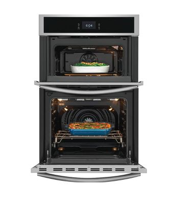 Frigidaire Gallery 27-in Self-cleaning Convection Air Fry Fingerprint-resistant Convection European Element Microwave Wall Oven Combo (Stainless Steel)