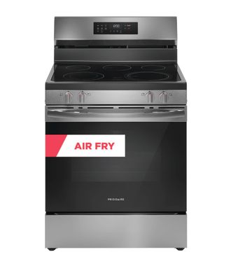Frigidaire 30-in Smooth Surface Glass Top 5 Elements 5.3-cu ft Self-Cleaning Air Fry Convection Oven Freestanding Electric Range (Stainless Steel)